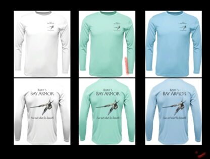 Six different color shirts with a picture of a bird.