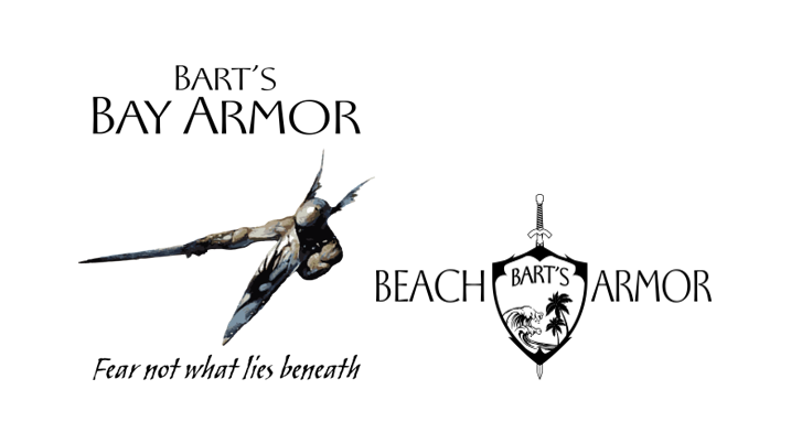 Bart's Bay Armor swordfish logo with slogan